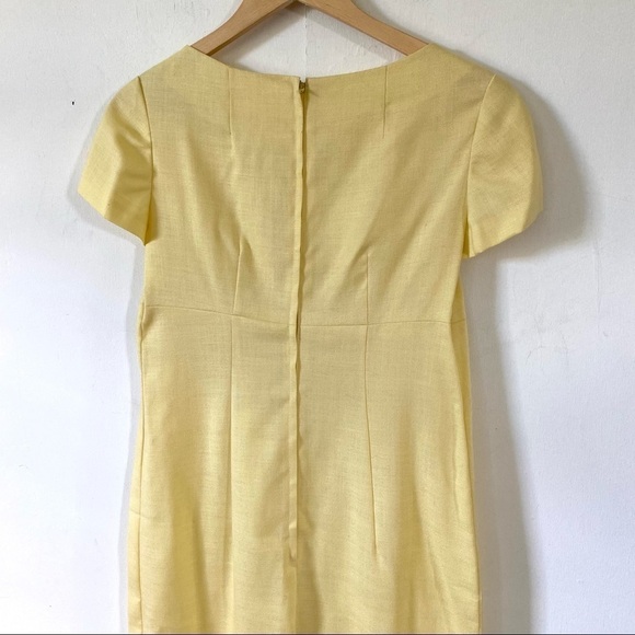 Vintage 60s Long Prom Dress Pale Yellow Maxi Retro Short Sleeve Womens Small - Picture 7 of 11